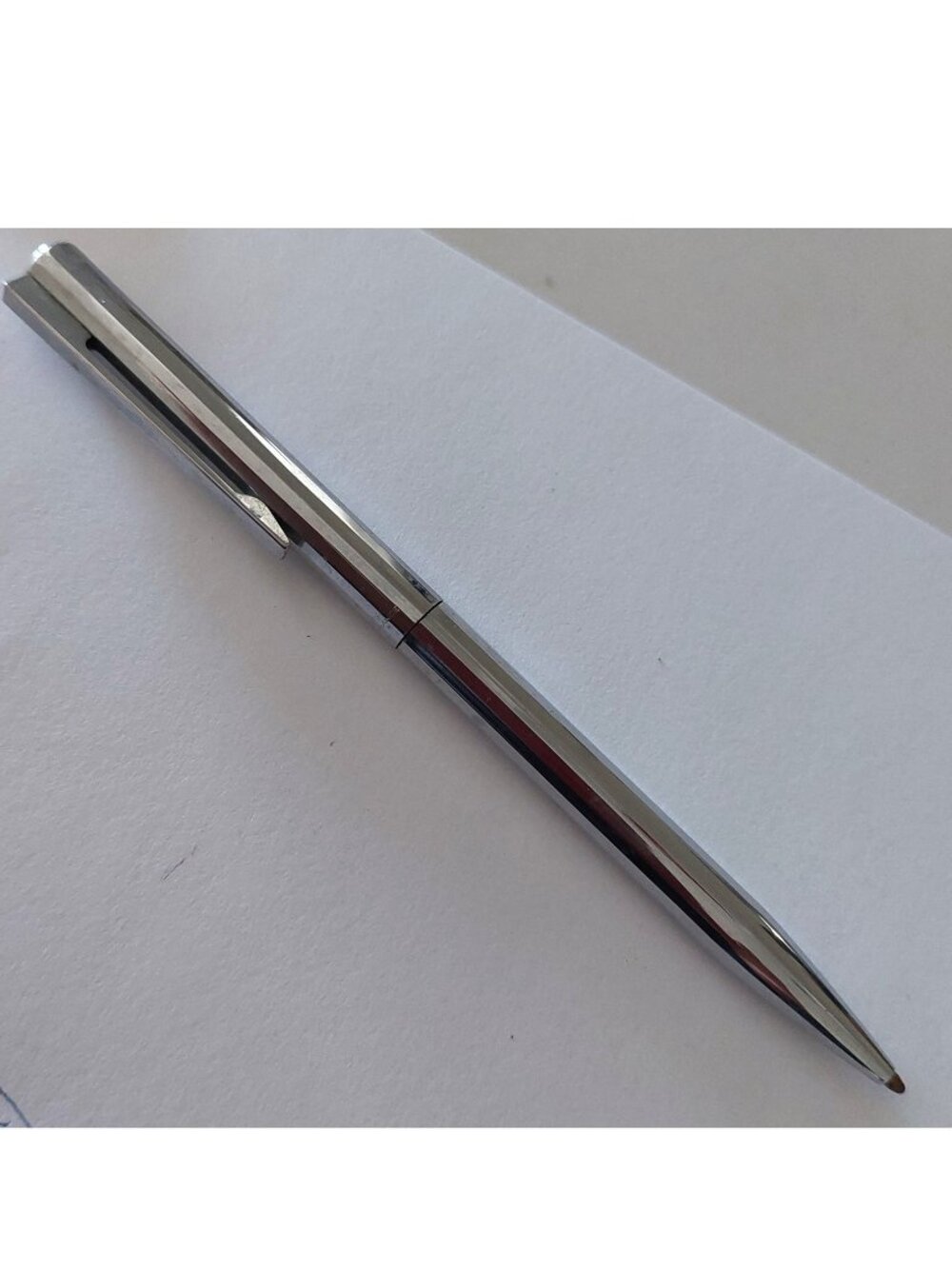 Vintage Waterman France Graduate Ballpoint Pen Stainless Steel Ribbed Faceted